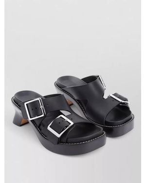 Loewe Mules Sandals Chunky Heel Open Toe Platform - Black