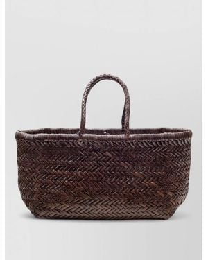 Dragon Diffusion Woven Shoulder Bag Top Handles - Brown
