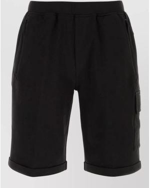 C.P. Company Stretch Cotton Bermuda Shorts Cargo Pockets - Black