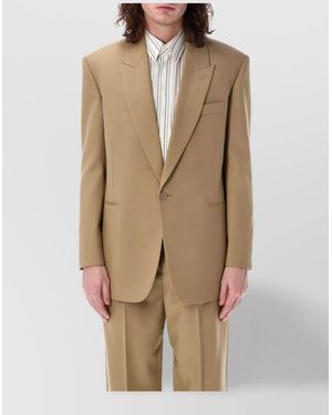 Saint Laurent Wool Single-Breasted Jacket - Natural