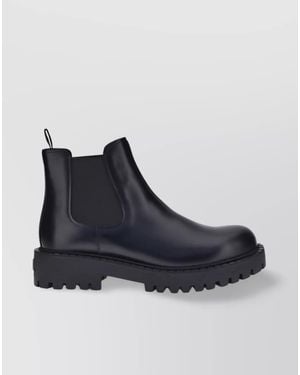 Prada Leather Chelsea Ankle Boots - Blue