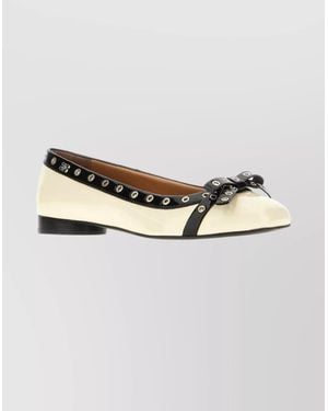 Ganni Leather Ballerina Shoes - Metallic