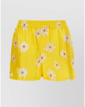 Moschino Silk Floral-Print Knee-Length Shorts - Yellow