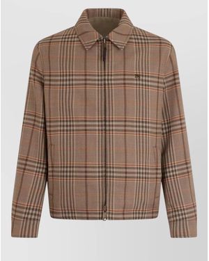 Burberry Wool Checked Jacket - Brown