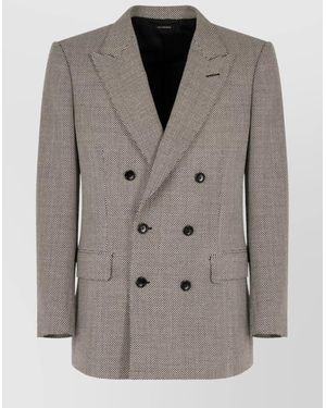 Tom Ford Opposite Birdseye Db Jacket Clothing - Grey