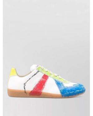 Maison Margiela Leather Paint-Splatter Low-Top Sneakers - Multicolor