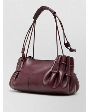 Hereu Arta Mini Leather Shoulder Bag Texture Strap Size - Purple