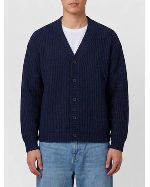 Roberto Collina Wool Cardigan V Neckline Long Sleeves - Blue