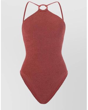 Hunza G Crinkled Halterneck One-Piece Swimsuit - Red