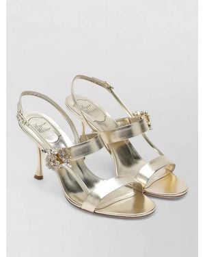 Roger Vivier Sandals Embellished Strap Metallic Finish Open Toe