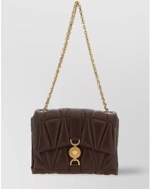 Versace Kleio Lamb Leather Shoulder Bag - White