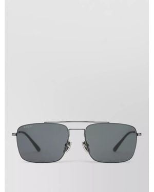 Gucci Rectangular Metal Sunglasses Adjustable Nose Pads - Gray