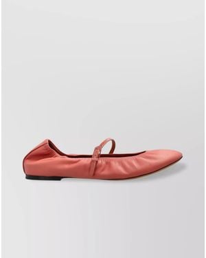 Lanvin Leather Logo Print Ballerina Flats - Pink