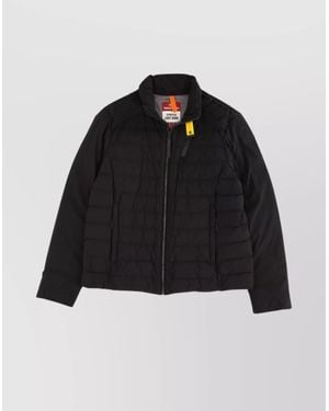 Parajumpers Quilted High Collar Long Sleeve Coat - Black