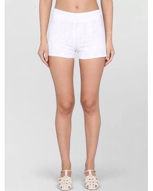 120% Lino Linen High Waist Shorts Lace Detail - White