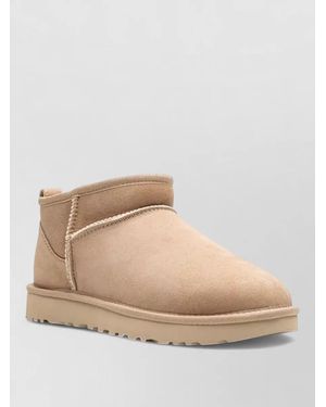 UGG Round Toe Ankle Slipper Boots - Natural