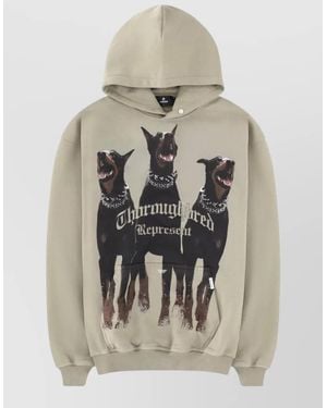 Represent Thoroughbred Graphic Hoodie Ribbed Cuffs Hem - Natural