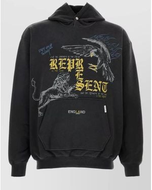 Represent Cotton Hooded Sweatshirt Graphic Print - Gray