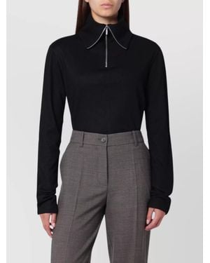 Entire studios Wool Zip Collar Shirt - Black