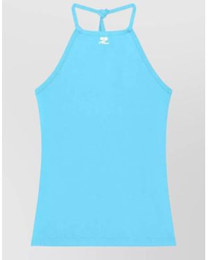 Courreges Tie Back Halter Neck Tank Top - Blue