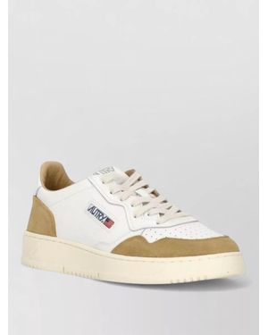 Autry Leather Low Top Sneakers Breathable Perforations - White