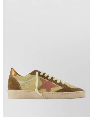 Golden Goose Ball Star Leather Trainers Suede Calfskin - Natural