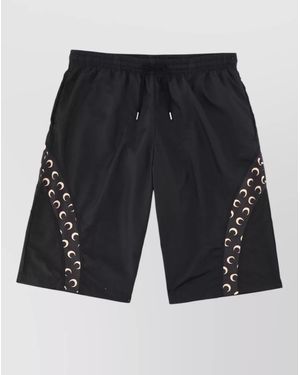 Marine Serre Knee Length Shorts Side Panel Graphic Pattern - Black