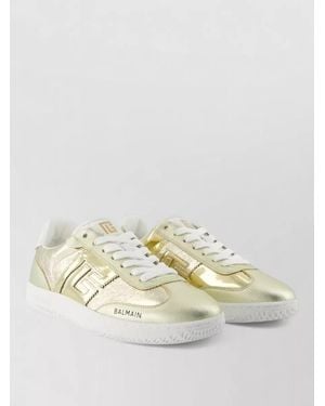 Balmain Leather Low-Top Trainers - Metallic