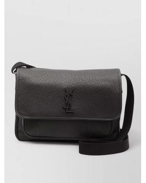 Saint Laurent Niki Lambskin Leather Messenger Bag Large - Black