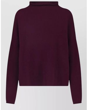 Lisa Yang High Neck Cropped Top Long Sleeves - Purple