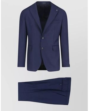 Tagliatore Single Breasted Suit Notch Lapel Pockets - Blue