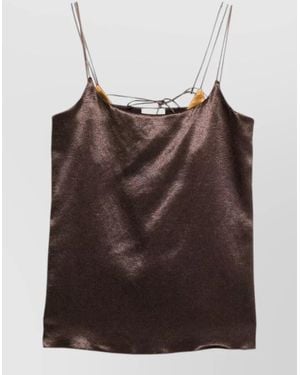 Alysi Satin Top Back Tie Detail Straps - Brown