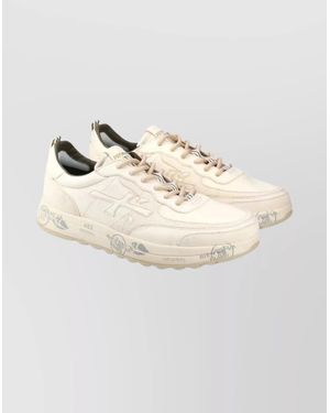 Premiata Leather Low-Top Sneakers Rubber Sole - Natural