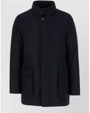 Moorer Polyester Down Jacket Front Back Pockets - Blue