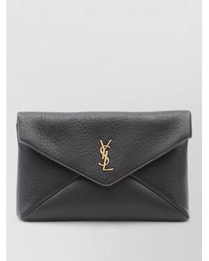 Saint Laurent Envelope Medium Lambskin Clutch Bag - Grey