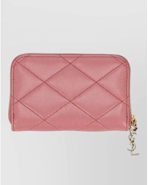 Saint Laurent Pegaso Xl Wallet Cardholder Quilted Hardware - Pink