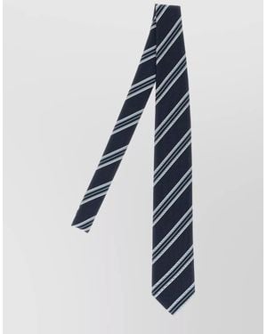 Brioni Silk Tie Narrow Shape Diagonal Stripe Pattern - Blue