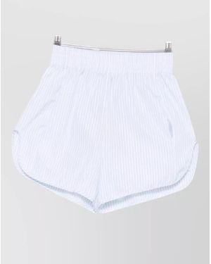 Ermanno Scervino Cotton Shorts Curved Hem Striped Design - White
