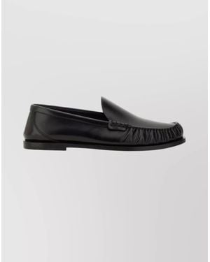 Saint Laurent Laurent Ruched Detail Flat Sole Loafers - Black
