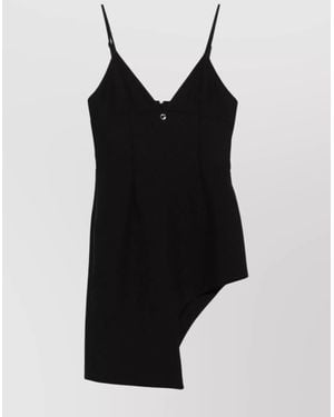 Coperni Asymmetric V-Neck Mini Dress - Black