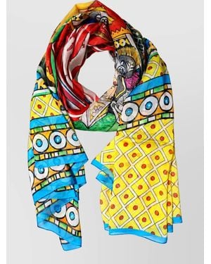 Dolce & Gabbana Silk Printed Scarf - Blue
