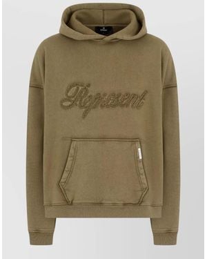 Represent Cotton Logo-Embroidered Hoodie - Green
