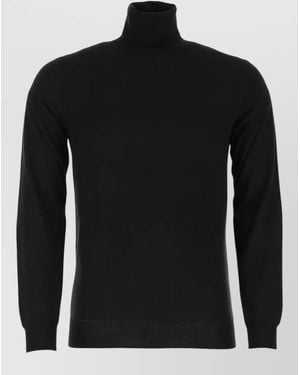 Paolo Pecora Turtleneck Jumper Long Sleeves Ribbed Cuffs Hem - Black