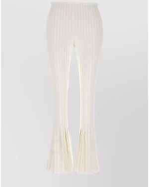 Sacai Ribbed Elastic Waistband Flared Trousers - White