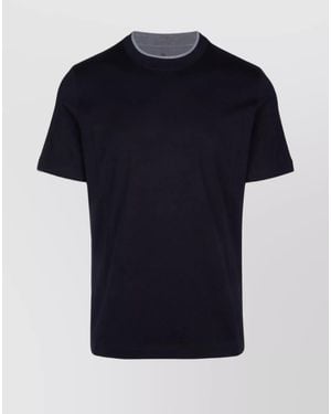 Brunello Cucinelli Cotton Double Layer Crew Neck T-Shirt - Blue