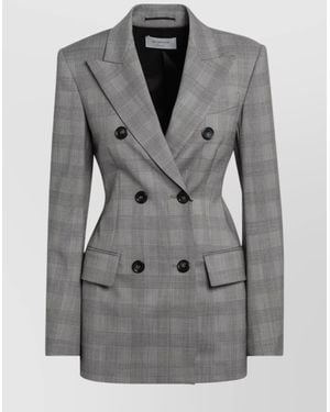 Sportmax Tailored Double Breasted Prince Of Wales Jacket - Gray