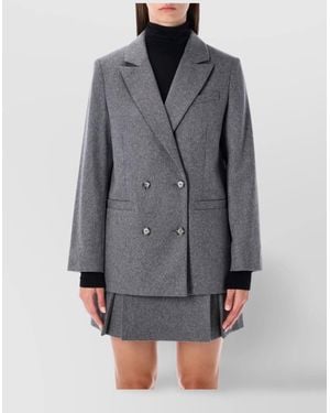 A.P.C. Wool-Blend Double-Breasted Blazer - Grey