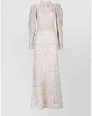 Isabel Marant Dione Crochet Dress Fitted Waist Maxi - White