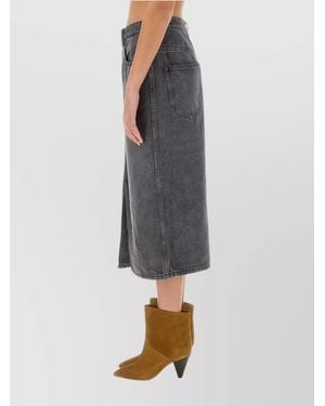 Isabel Marant "Slit Front" Skirt Back Pockets - Grey