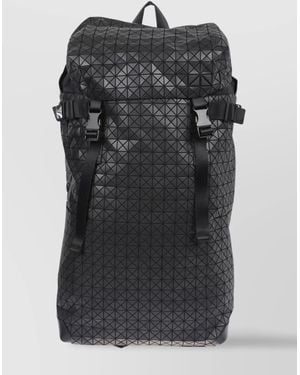 Issey Miyake Backpack With Geometric Pattern And Side Pockets - Black